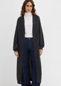 Stickad l&aring;ngkofta med nedhasade axlar - gr&aring; - storlek 52/54 (XXL) - bonprix