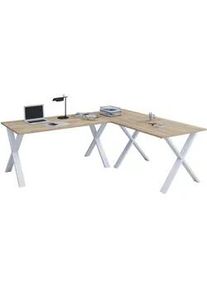 Mid.you Eckschreibtisch , Weiß, Sonoma Eiche , Holzwerkstoff , rechteckig , X-Form , 160x76x190 cm , in verschiedenen Holz-Dekoren erhältlich , Büromöbel, Schreibtische, Eckschreibtische
