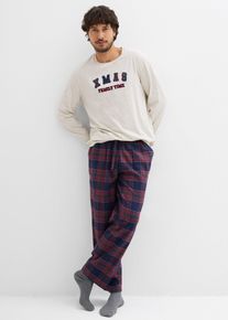 Pyjamas med flanellbyxa av mjuk bomull och presentpåse - vit - storlek 60/62 (XXL) - bonprix
