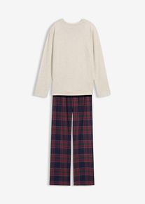 Pyjamas med flanellbyxa av mjuk bomull (2 delar) - vit - storlek 176/182 - bonprix