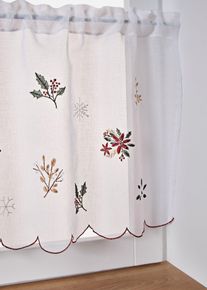 Caf&eacute;gardin med vintrigt broderi - vit - storlek 30x120 cm - bonprix