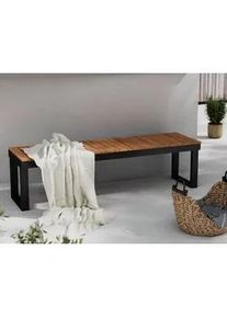 Ambia Garden Gartenbank , Schwarz, Teakfarben , Holz, Metall , Akazie , massiv , 160x45x46 cm , Bsci, FSC 100% , Holzmöbel, Sitzgelegenheiten Holz, Holzbänke, Gartenbänke Holz