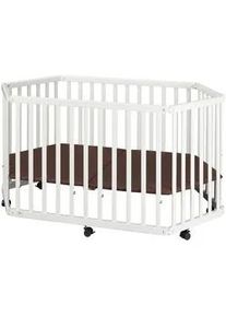 tiSsi Laufgitter , Weiß , Holz , Buche , massiv , 86x138x75 cm , Made in Europe , gepolsterter Boden, höhenverstellbar, zusammenklappbar , Baby & Kindermöbel, Babyzimmer, Laufgitter