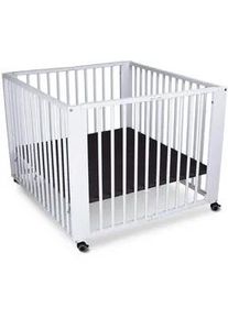 tiSsi Laufgitter , Weiß , Holz , Buche , massiv , 93x100x75 cm , Made in Europe , gepolsterter Boden, höhenverstellbar, zusammenklappbar , Baby & Kindermöbel, Babyzimmer, Laufgitter