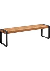 Ambia Garden Gartenbank , Schwarz, Teakfarben , Holz, Metall , Eukalyptusholz , vollmassiv , 170x45x41 cm , Holzmöbel, Sitzgelegenheiten Holz, Holzbänke, Gartenbänke Holz