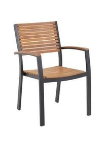 Ambia Garden Gartensessel , Schwarz, Teakfarben , Holz, Metall , Akazie , Hartholz , eckig , 59.5x88x58 cm , stapelbar , Gartenmöbel, Gartensessel
