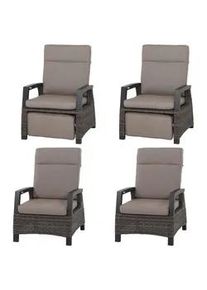 siena GARDEN Loungegarnitur , Grau , Metall, Kunststoff, Textil , 4-teilig , 72x103x83 cm , wetterbeständig, Rückenlehne mehrfach verstellbar , Gartenmöbel, Loungemöbel, Loungegarnituren
