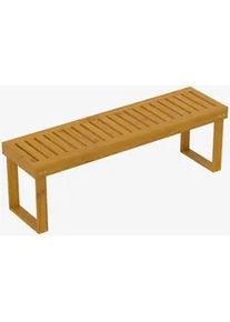 Outsunny Gartenbank 2-Sitzer , Teakfarben , Holz , 34x43x132 cm , Gartenmöbel, Gartenbänke