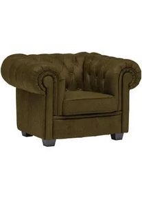 Landscape Chesterfield-Sessel , Khaki , Textil , Kiefer , vollmassiv , 115x76.5x96 cm , Fsc, Made in Europe , Lederauswahl, Stoffauswahl , Wohnzimmer, Sessel, Chesterfield-Sessel