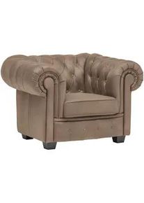 Landscape Chesterfield-Sessel , Hellbraun , Textil , Kiefer , vollmassiv , 115x76.5x96 cm , Fsc, Made in Europe , Lederauswahl, Stoffauswahl , Wohnzimmer, Sessel, Chesterfield-Sessel
