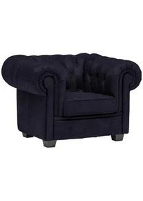 Landscape Chesterfield-Sessel , Schwarz , Textil , Kiefer , vollmassiv , 115x76.5x96 cm , Fsc, Made in Europe , Lederauswahl, Stoffauswahl , Wohnzimmer, Sessel, Chesterfield-Sessel
