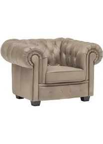 Landscape Chesterfield-Sessel , Beige , Textil , Kiefer , vollmassiv , 115x76.5x96 cm , Fsc, Made in Europe , Lederauswahl, Stoffauswahl , Wohnzimmer, Sessel, Chesterfield-Sessel