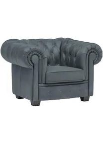 Landscape Chesterfield-Sessel , Graublau , Textil , Kiefer , vollmassiv , 115x76.5x96 cm , Fsc, Made in Europe , Lederauswahl, Stoffauswahl , Wohnzimmer, Sessel, Chesterfield-Sessel