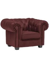 Landscape Chesterfield-Sessel , Bordeaux , Textil , Kiefer , vollmassiv , 115x76.5x96 cm , Fsc, Made in Europe , Lederauswahl, Stoffauswahl , Wohnzimmer, Sessel, Chesterfield-Sessel