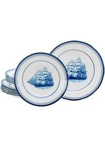 Creatable Tafelservice , Blau, Weiß , Keramik , 12-teilig , lebensmittelecht, stapelbar , Geschirr, Geschirrsets, Tafelservice