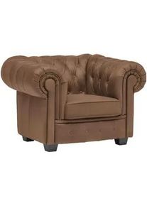 Landscape Chesterfield-Sessel , Braun , Textil , Kiefer , vollmassiv , 115x76.5x96 cm , Fsc, Made in Europe , Lederauswahl, Stoffauswahl , Wohnzimmer, Sessel, Chesterfield-Sessel