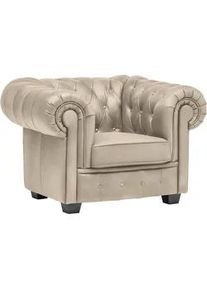 Landscape Chesterfield-Sessel , Creme , Textil , Kiefer , vollmassiv , 115x76.5x96 cm , Fsc, Made in Europe , Lederauswahl, Stoffauswahl , Wohnzimmer, Sessel, Chesterfield-Sessel