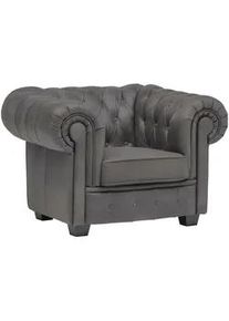 Landscape Chesterfield-Sessel , Grau , Textil , Kiefer , vollmassiv , 115x76.5x96 cm , Fsc, Made in Europe , Lederauswahl, Stoffauswahl , Wohnzimmer, Sessel, Chesterfield-Sessel