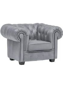 Landscape Chesterfield-Sessel , Hellgrau , Textil , Kiefer , vollmassiv , 115x76.5x96 cm , Fsc, Made in Europe , Lederauswahl, Stoffauswahl , Wohnzimmer, Sessel, Chesterfield-Sessel