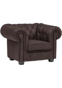 Landscape Chesterfield-Sessel , Dunkelbraun , Textil , Kiefer , vollmassiv , 115x76.5x96 cm , Fsc, Made in Europe , Lederauswahl, Stoffauswahl , Wohnzimmer, Sessel, Chesterfield-Sessel