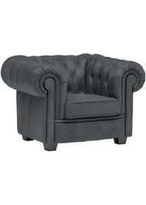 Landscape Chesterfield-Sessel , Grau , Textil , Kiefer , vollmassiv , 115x76.5x96 cm , Fsc, Made in Europe , Lederauswahl, Stoffauswahl , Wohnzimmer, Sessel, Chesterfield-Sessel