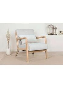 Mid.you Sessel , Elfenbein , Textil , Kautschukholz,Kautschukholz , massiv , Uni , Füllung: Schaumstoff , 65x81x76 cm , Stoffauswahl , Wohnzimmer, Sessel, Sonstige Sessel