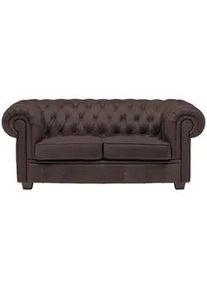 Landscape Chesterfield-Sofa , Dunkelbraun , Textil , Kiefer , vollmassiv , Vintage , 180x76.5x96 cm , Fsc, Made in Eu , Typenauswahl, Lederauswahl, Stoffauswahl, Rücken echt , Wohnzimmer, Sofas & Couches, Sofas, Textilsofas