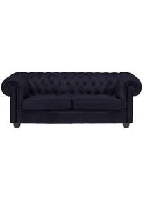Landscape Chesterfield-Sofa , Schwarz , Textil , Kiefer , vollmassiv , Vintage , Füllung: Polyetherschaumkern , 206x76.5x96 cm , Fsc, Made in Eu , Typenauswahl, Lederauswahl, Stoffauswahl, Rücken echt , Wohnzimmer, Sofas & Couches, Sofas, Textilsofas