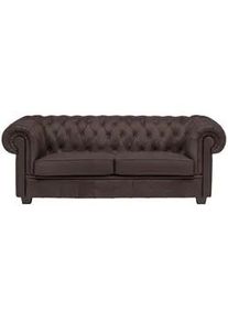 Landscape Chesterfield-Sofa , Dunkelbraun , Textil , Kiefer , vollmassiv , Füllung: Polyetherschaumkern , 206x76.5x96 cm , Fsc, Made in Eu , Typenauswahl, Lederauswahl, Stoffauswahl, Rücken echt , Wohnzimmer, Sofas & Couches, Sofas, Textilsofas