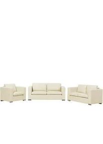 Beliani Sofa-Set 6-sitzer Leder Beige Helsinki , 186x72x76 cm , Wohnzimmer, Sofas & Couches, Sitzgarnituren