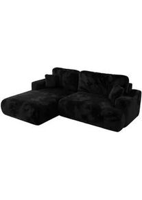 MKS Ecksofa OVO L Schwarz Plüsch - Links Seite , Textil , L-Form,L-Form , 271x195 cm , Wohnzimmer, Sofas & Couches, Wohnlandschaften, Ecksofas