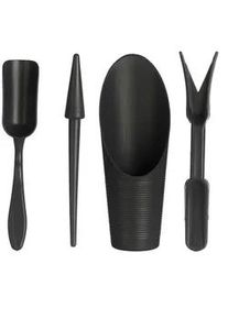 Ibergarden Gartenpflege-Set Schaufel, Rechen, Handstreuer , Schwarz , Kunststoff , 6x16.5x5 cm , Gartenzubehör, Gartenpflege, Gartengeräte
