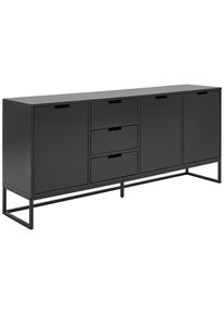 Novel Sideboard, Anthrazit, Schwarz, Metall, Holzwerkstoff, 3 F&auml;cher, 3 Schublade(n) Schubladen, 180x79x40 cm, Bsci, Beim&ouml;bel erh&auml;ltlich, stehend, Kleinm&ouml;bel, Kommoden, Sideboards