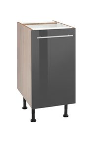 Optifit, Unterschrank &raquo;Bern&laquo; 40 cm breit, mit 1 T&uuml;r mit h&ouml;henverstellbaren F&uuml;&szlig;en, mit Metallgriff, grau Hochglanz/akaziefarben, B/H/T: 40 cm x 87 cm x