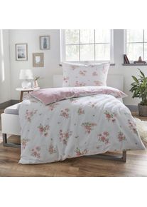 Dyckhoff, Bettw&auml;sche &raquo;Pinke Lein Blumen&laquo; 2 Stk. tlg. aus Weichfrottier, wei&szlig;/pink, Frottee, Obermaterial: 75% Baumwolle, 25% Polyester, B/L: 135 cm x 