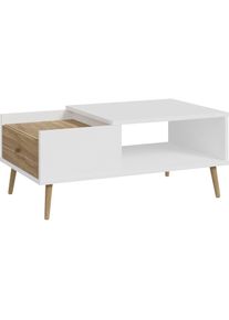 FORTE, Couchtisch &raquo;Harllson EasyKlix by FORTE, Aufbau fast ohne Werkzeug und Schrauben!&laquo; Aufbau schnell und genial!, Wei&szlig;/Mauvella Eiche + Wei&szlig;, B/H/T