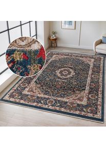 OTTO home , Teppich »Molvio, mit & ohne Fransen« rechteckig 18 mm Höhe Orient-Optik, Vintage Design, weich, Wohnzimmer, Schlafzimmer , blau ,...