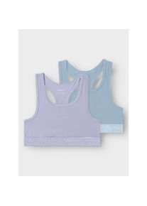 name it , Juegendliche , Unterhemd »NKFSHORT TOP 2P NOOS« Packung, 2 Stk. tlg. , Purple Heather Pack:w/ Subdude Blue , 122/128 , 122/128 , 2-er...