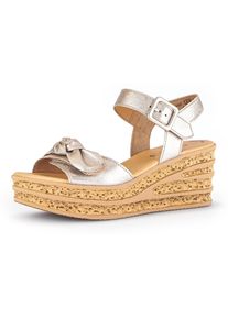 Gabor, Damen, Keilsandalette , Sommerschuh, Sandale, Keilabsatz, mit Best Fitting-Ausstattung, goldfarben, 41, goldfarben, Modische Sandalette mit 