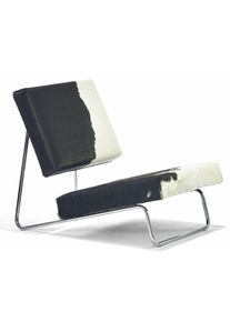 Hirche Lounge Chair fauteuil peau de vache Richard Lampert sans tabouret / peau de vache noir-blanc