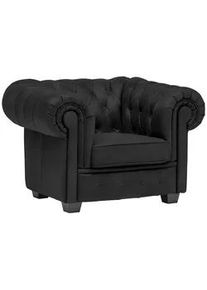 Landscape Chesterfield-Sessel , Schwarz , Textil , Kiefer , vollmassiv , Vintage , 115x76.5x96 cm , Fsc, Made in Europe , Lederauswahl, Stoffauswahl , Wohnzimmer, Sessel, Chesterfield-Sessel
