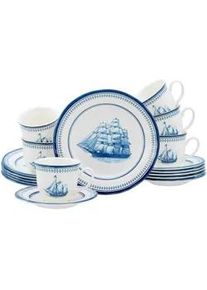 Creatable Kaffeeservice , Blau, Weiß , Keramik , 18-teilig , 200 ml,200 ml , lebensmittelecht, stapelbar , Geschirr, Geschirrsets, Kaffeeservice