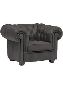Landscape Chesterfield-Sessel , Dunkelgrau , Textil , Kiefer , vollmassiv , Vintage , 115x76.5x96 cm , Fsc, Made in Europe , Lederauswahl, Stoffauswahl , Wohnzimmer, Sessel, Chesterfield-Sessel