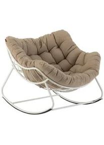 Schaukelstuhl Paopao , Beige , Metall , 84x109x96 cm , Gartenmöbel, Gartenstühle, Liegestühle