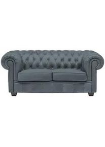Landscape Chesterfield-Sofa , Graublau , Textil , Kiefer , vollmassiv , 180x76.5x96 cm , Fsc, Made in Eu , Typenauswahl, Lederauswahl, Stoffauswahl, Rücken echt , Wohnzimmer, Sofas & Couches, Sofas, Textilsofas