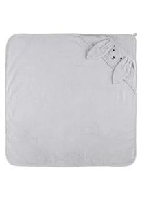 Kapuzenhandtuch Bunny 80/80 cm , Grau , Naturmaterialen , 80x80 cm , Badtextilien, Handtücher