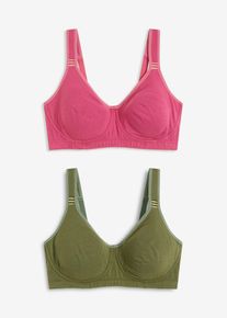 bonprix Női Merevítő nélküli melltartó, pamuttal (2 db-os csomag), piros, 85