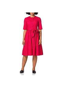 BERWIN & WOLFF Berwin & Wolff, Damen, Kleider, Tracht Folklore Landhaus Damesjurk mit Jaquard, 3/4 Ärmeln und Stoffgürtel, Rot, (34)