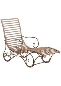 CLP Gartenliege Metall Antik Braun , 58x101x140 cm , Gartenmöbel, Gartenliegen
