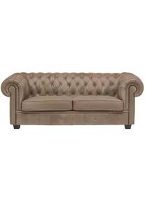 Landscape Chesterfield-Sofa , Hellbraun , Textil , Kiefer , vollmassiv , Füllung: Polyetherschaumkern , 206x76.5x96 cm , Fsc, Made in Eu , Typenauswahl, Lederauswahl, Stoffauswahl, Rücken echt , Wohnzimmer, Sofas & Couches, Sofas, Textilsofas